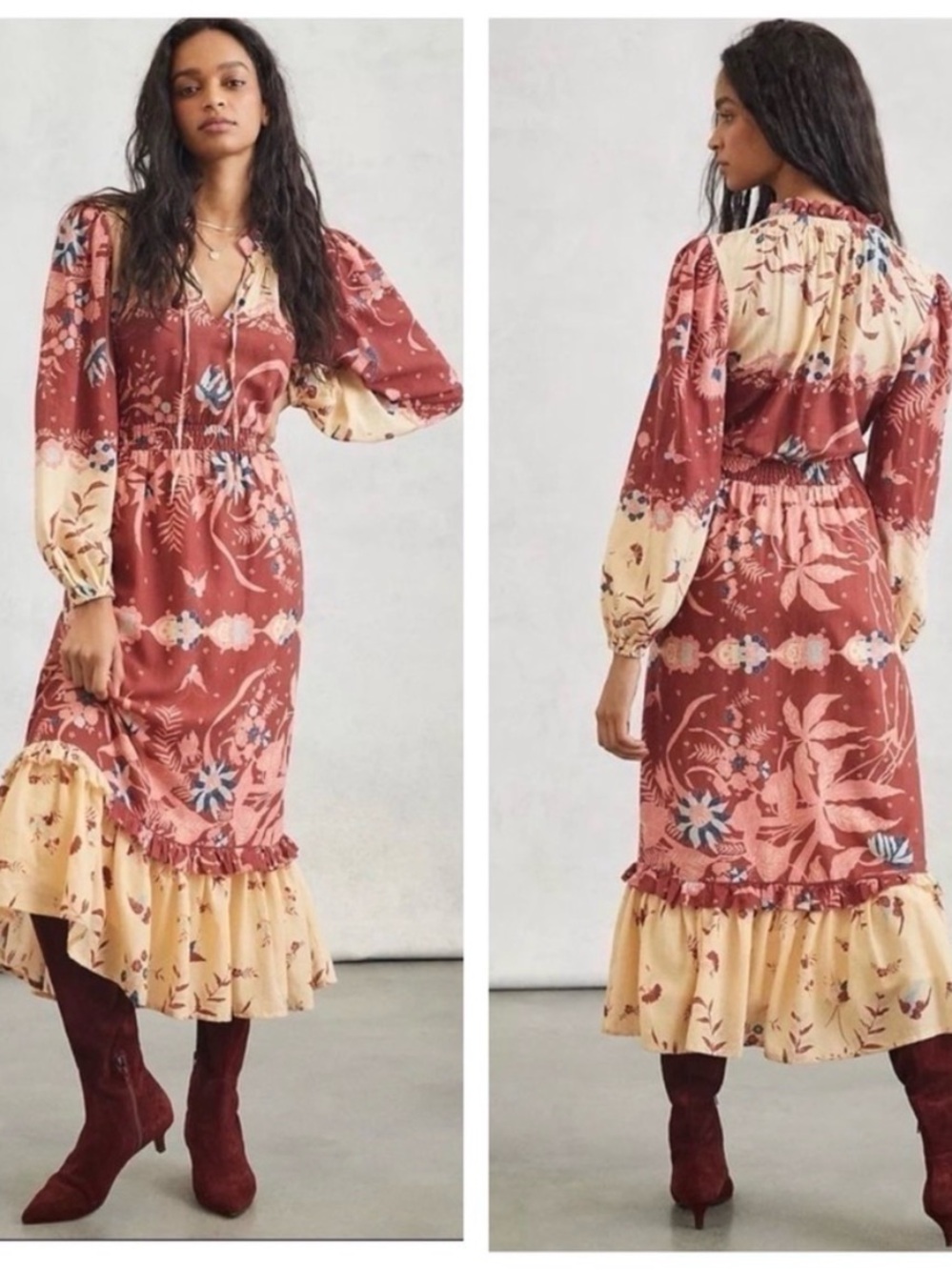 Anthropologie Othilia Carmela Rustic Midi Dress